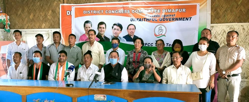 NPCC leaders with party workers during the launch of its ‘crusade against unfaithful government’ in Dimapur on September 24.